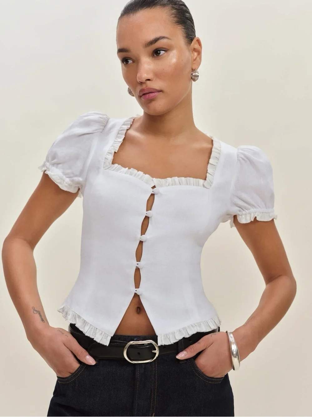 Reformation Rosemary Linen Top